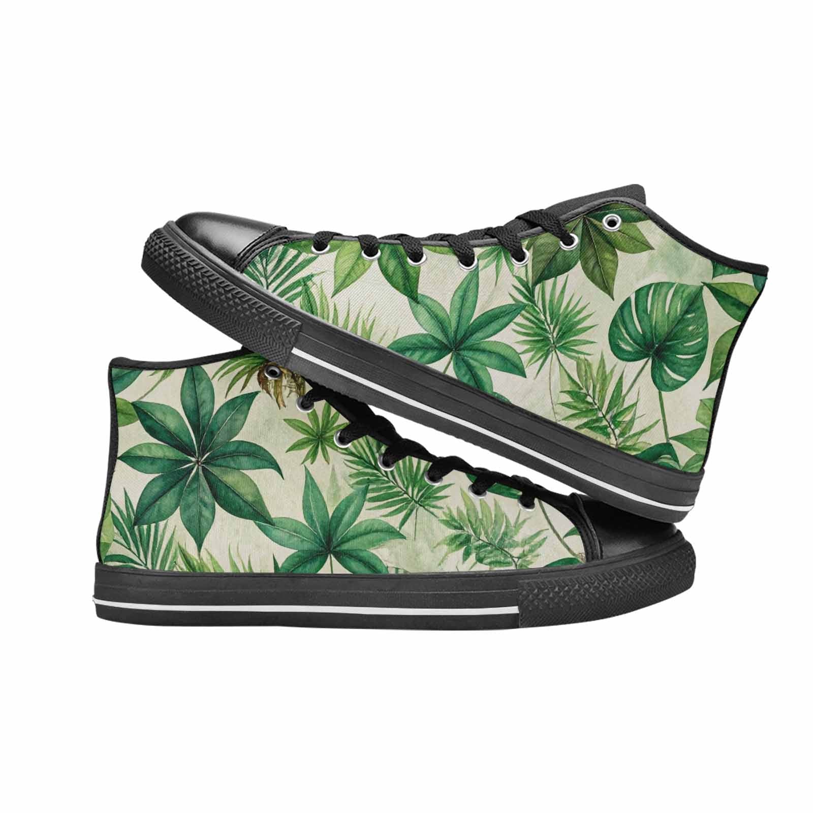 MEN'S Seven-Point Palmate Leaf High Top Canvas Grunge Sneakers
