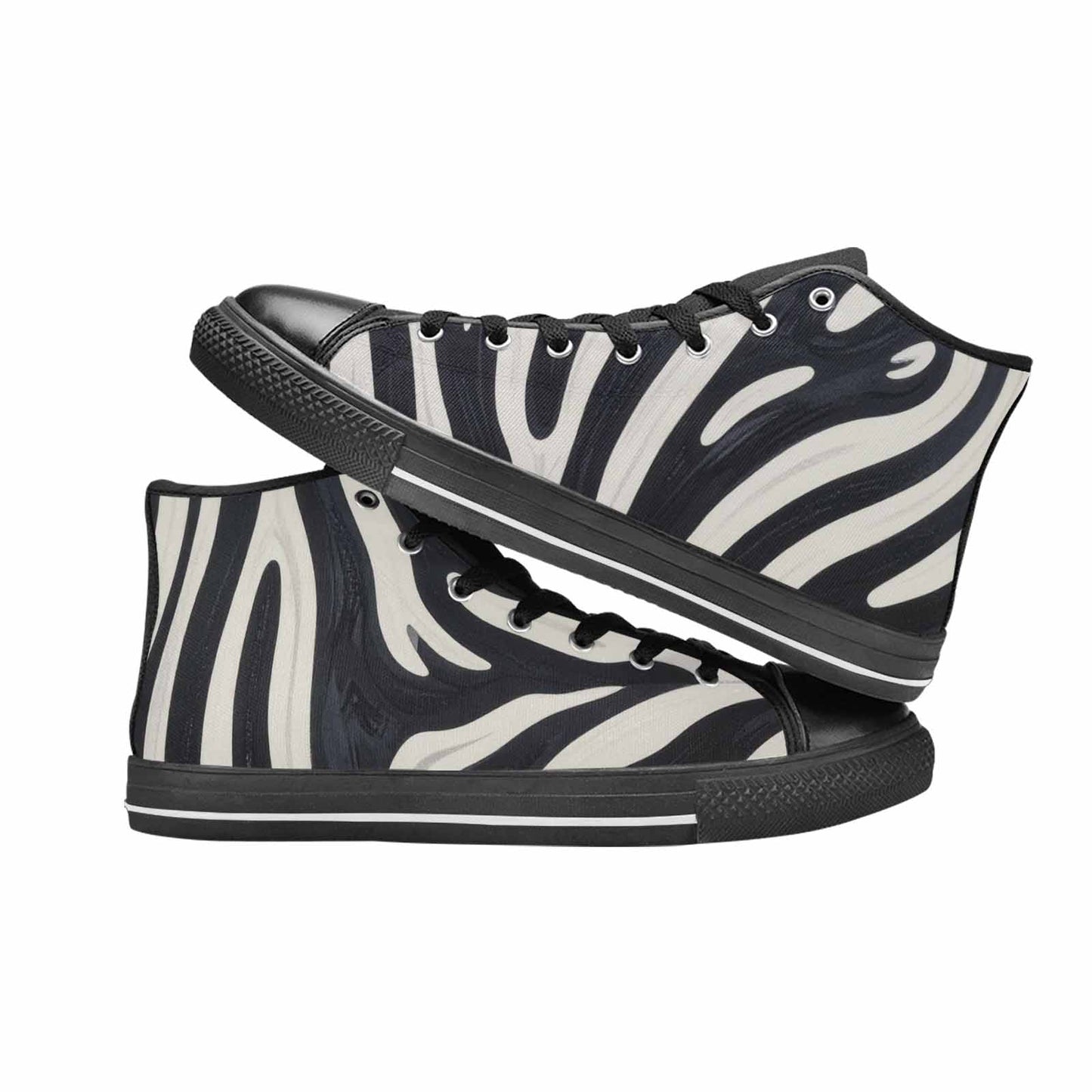 WOMEN'S Modern Zebra Stripe High Top Canvas Neon Fantasy Custom Sneakers