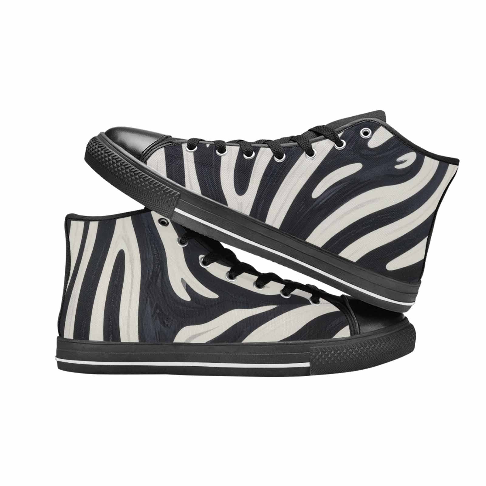WOMEN'S Modern Zebra Stripe High Top Canvas Neon Fantasy Custom Sneakers