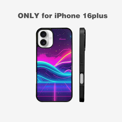 iPhone 16 Plus Case — 1980s Neon Cartoon Art Pattern, Personalized Phone Case