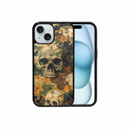 iPhone 15 Case — Military Camo Texture Combined With Distressed, Custom Printed Phone Case