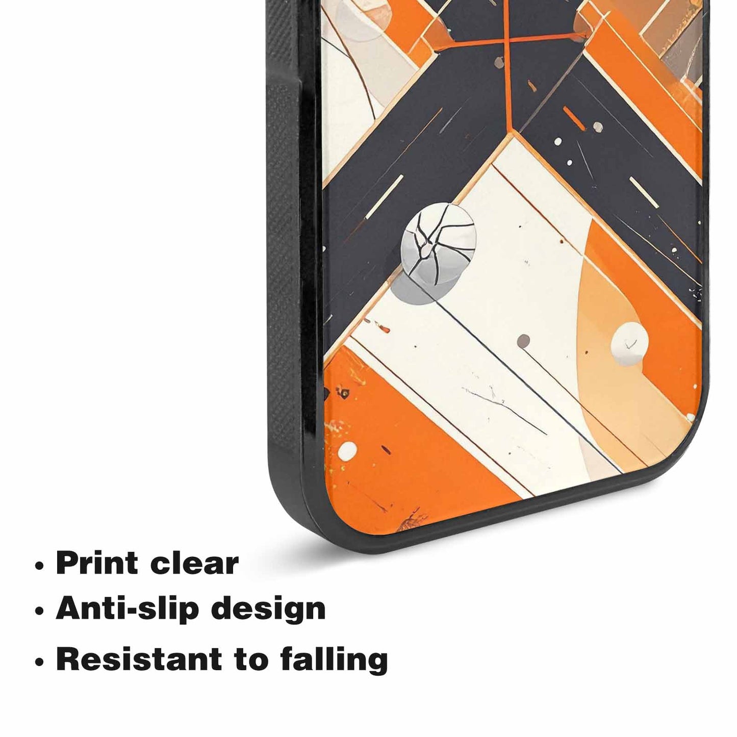 iPhone 15 Plus Case — Basketball Pattern Court Lines And Balls, Unique Phone Case Design