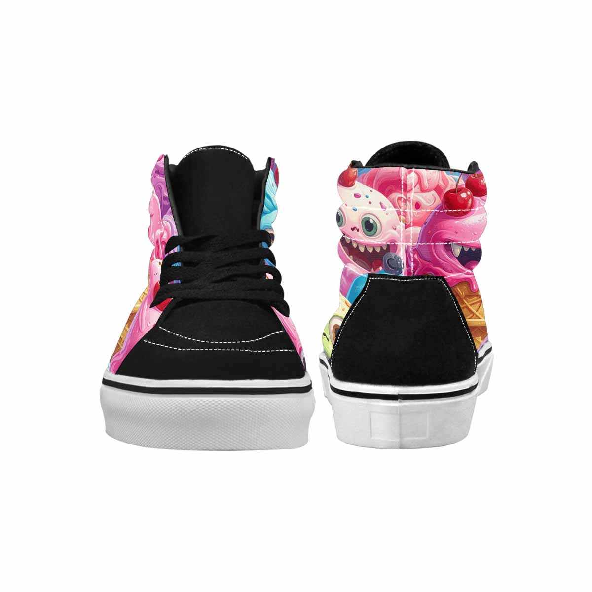 WOMEN'S Melting Icecream Monster Cherry High Top Canvas Wallpaper Art Custom Shoes
