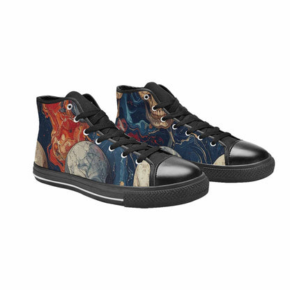 MEN'S Marble Skull High Top Canvas Neon Fantasy Custom Shoes