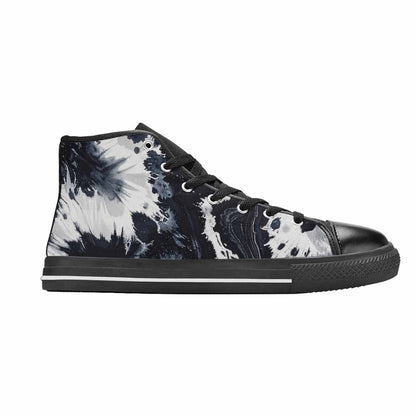 MEN'S Black White Animal Print High Top Canvas Neon Fantasy Custom Sneakers