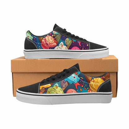 WOMEN'S Ice Cream Motif Ice Lace-Up Canvas Wallpaper Art Custom Sneakers
