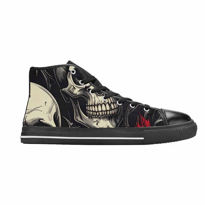 WOMEN'S Ornate Gothic Skulls Roses High Top Canvas Aesthetic Custom Sneakers