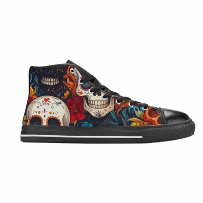 MEN'S Skull High Top Canvas Wallpaper Art Sneakers