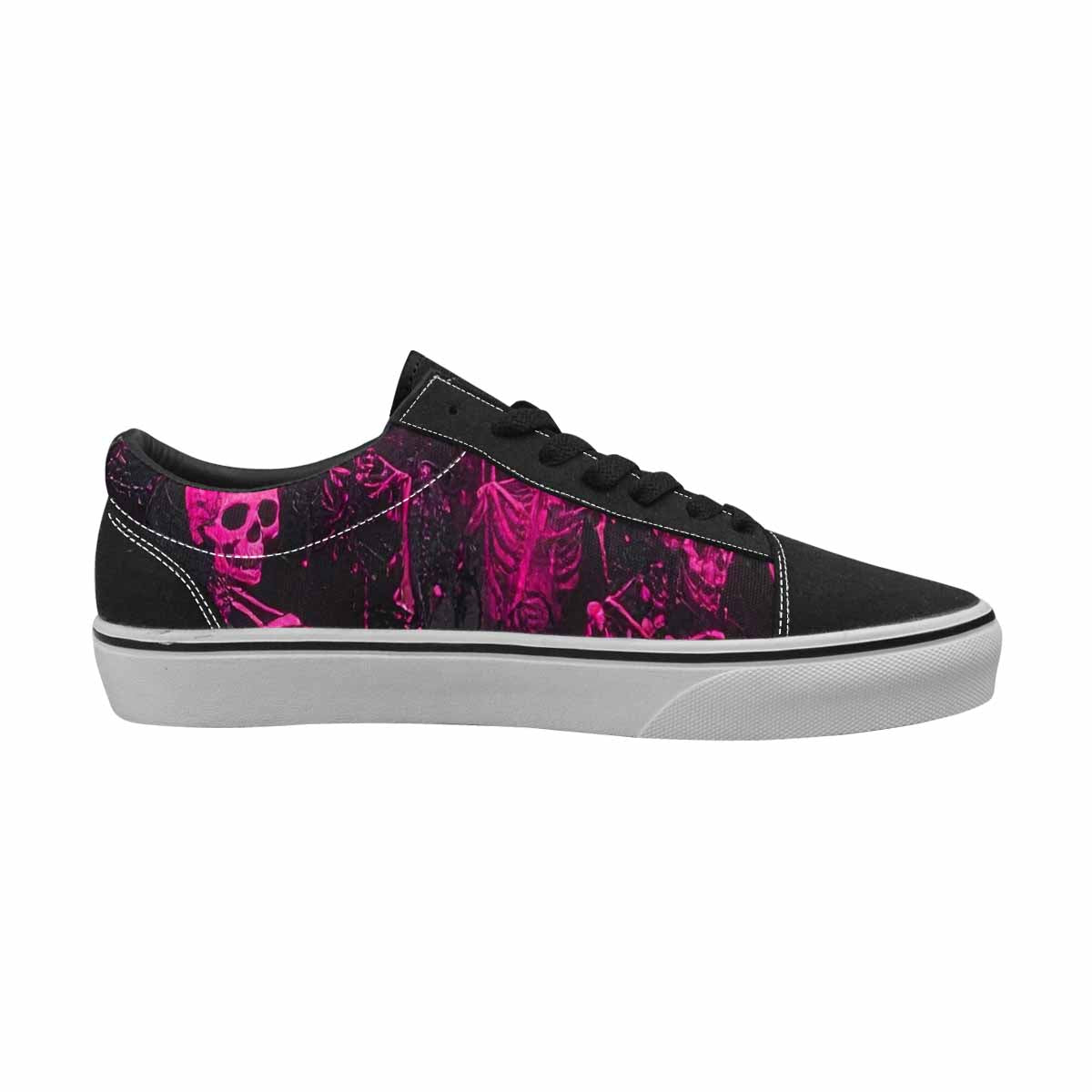 WOMEN'S Skeletons  Neon Pink Lace-Up Canvas Surreal Shoes