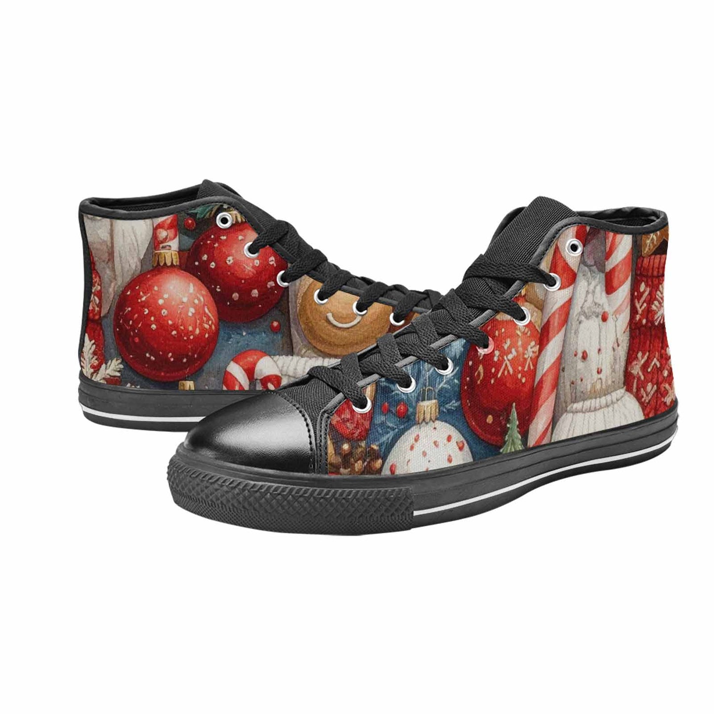 MEN'S Christmas Holly Snowflake High Top Canvas Vivid Sneakers