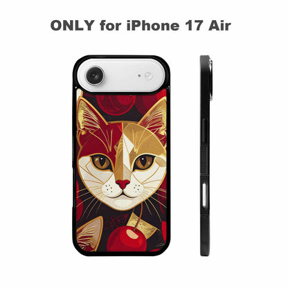 iPhone 17 Air Case — Retro Cherry Cat Face Retro Vintage, Custom Print Case Cover