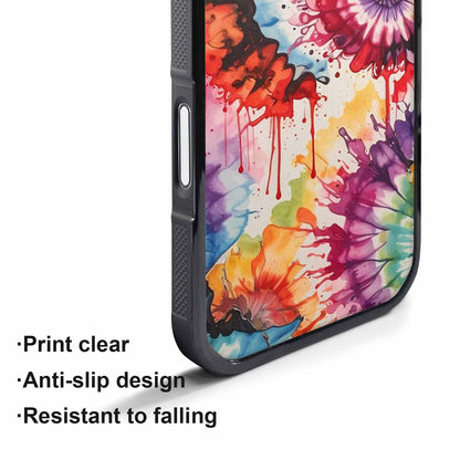iPhone 17 Pro Case — Tie Dye Swirls Black Red Tie, Custom Phone Case