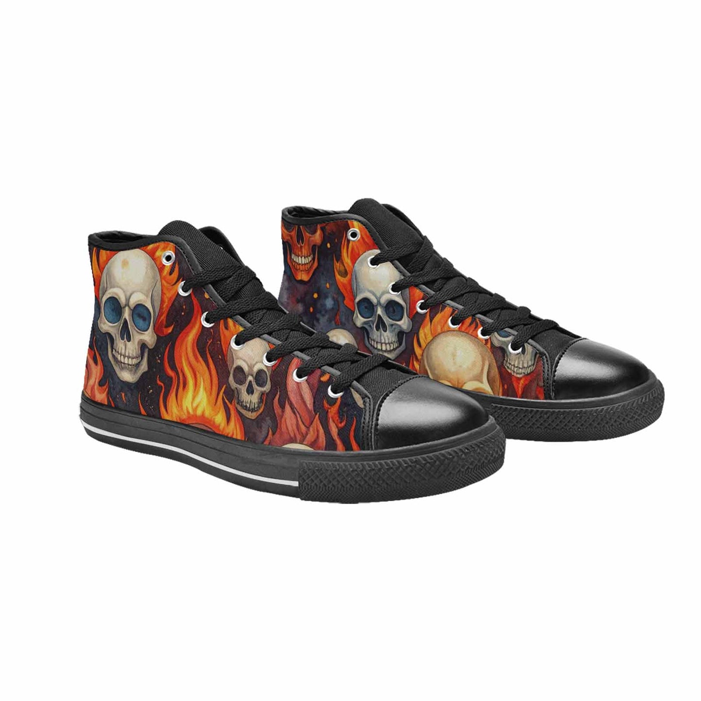 MEN'S Skulls - Flaming High Top Canvas Cottagecore Custom Sneakers