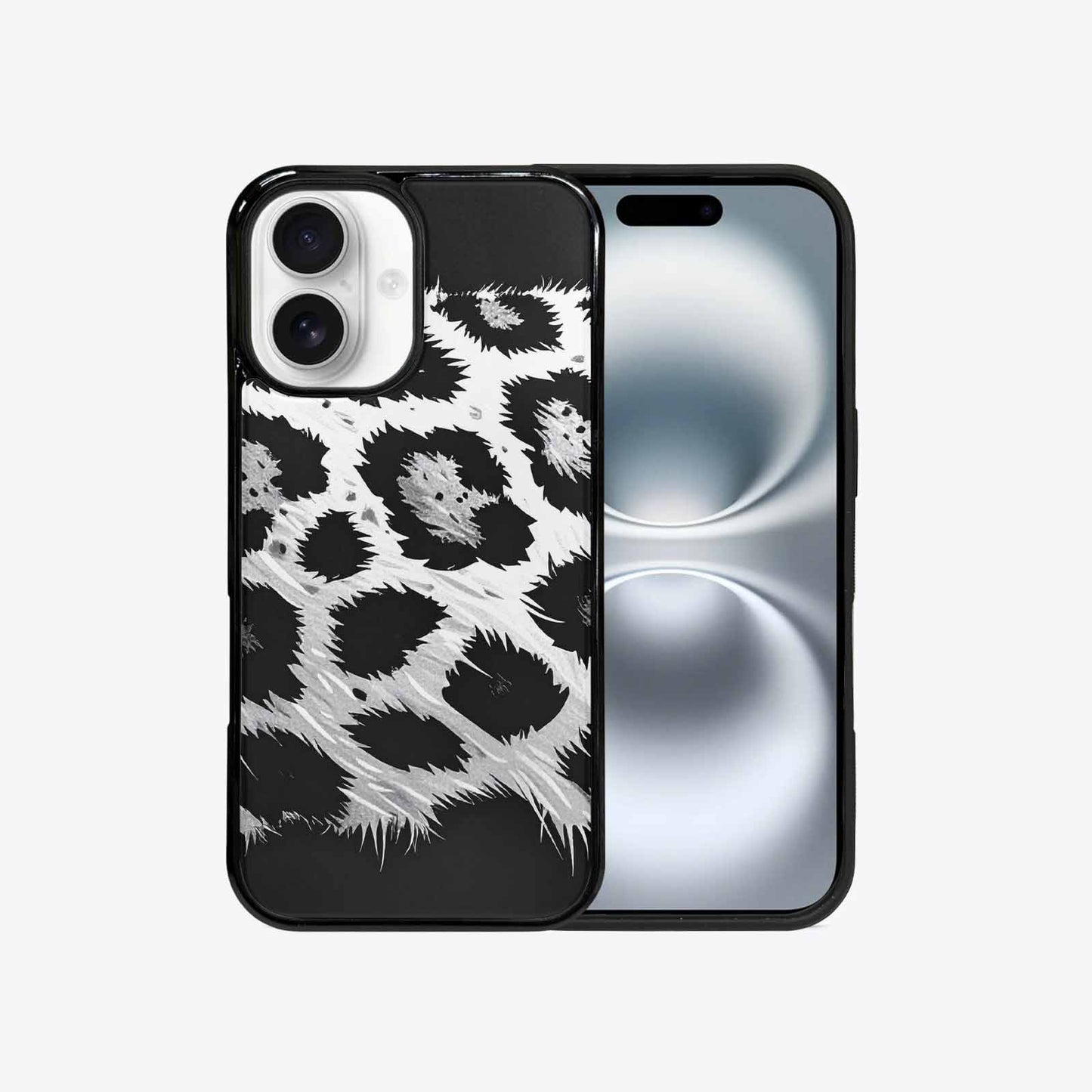 iPhone 16 Case — Leopard Print Black And White Style, Custom Art Phone Cover