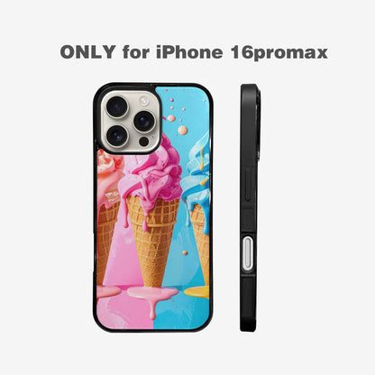 iPhone 16 Pro Max Case — Collage Of Overlapping Waffle Cones Icecream, Customized Protective Case