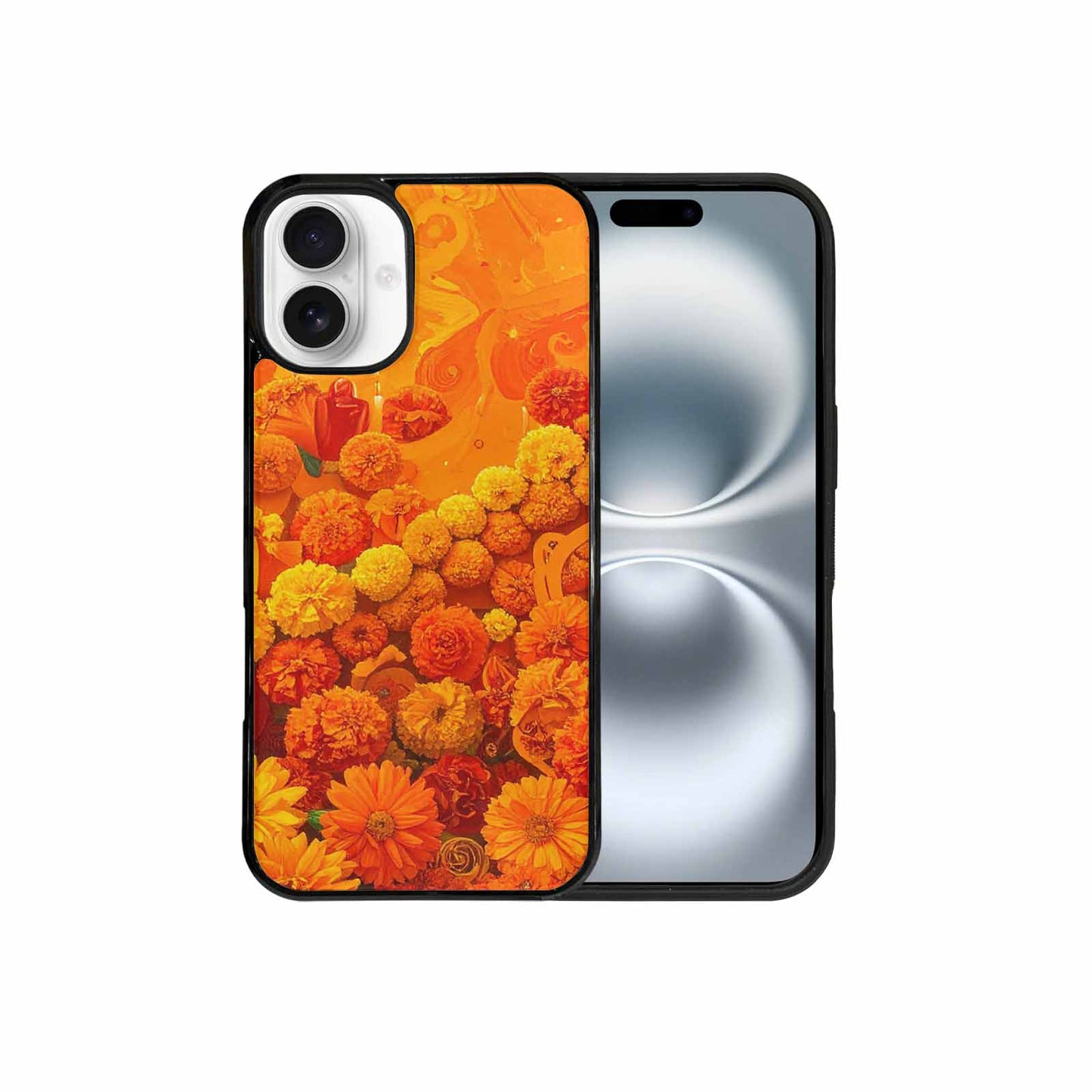 iPhone 16 Plus Case — Marigold Day Of The Dead Marigold, Custom Designed Case Cover