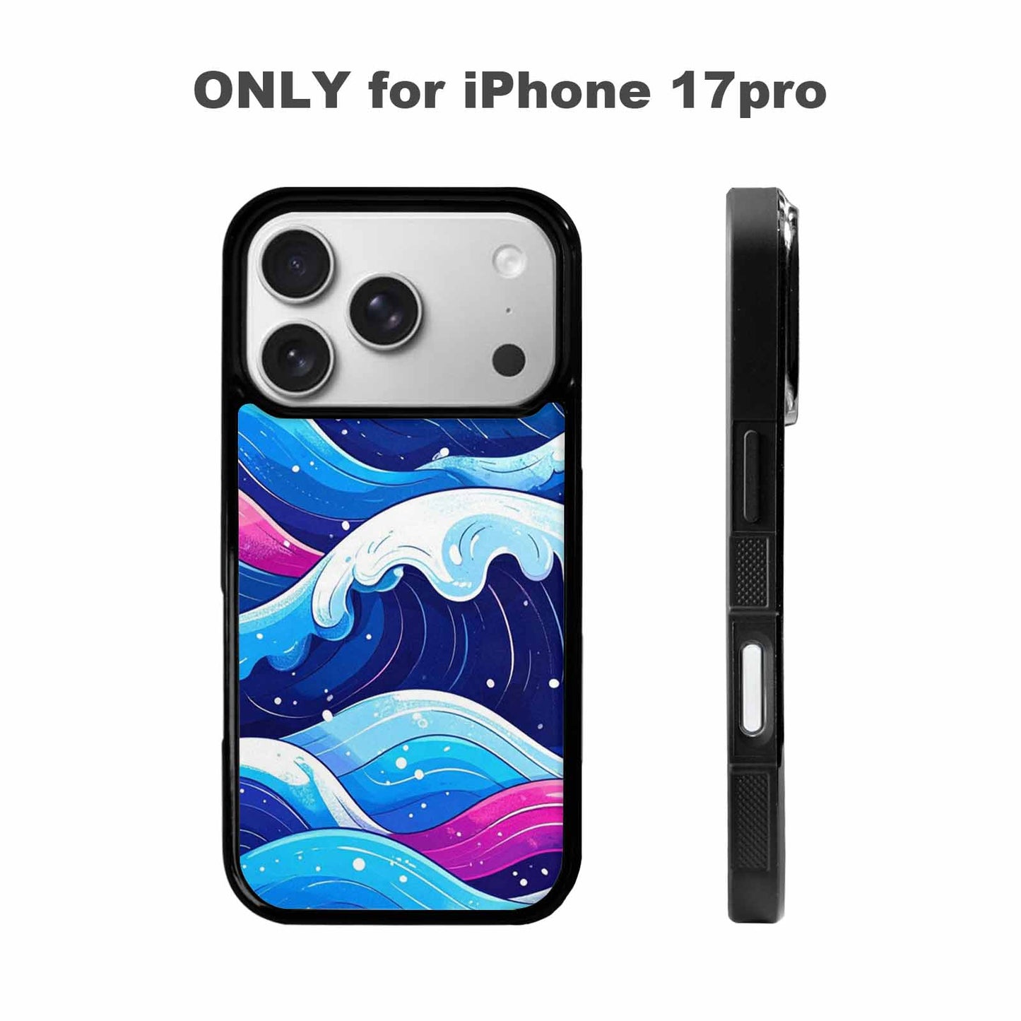 iPhone 17 Pro Case — Glossy Winter Wave Seamless Cartoon Cute, Custom Print Case Cover