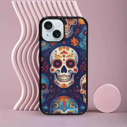 iPhone 15 Case — Day Dead Sugar Skull Art 100s, Customized Protective Case