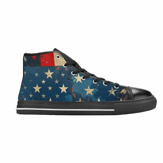 MEN'S American Flag Stars High Top Canvas Wallpaper Art Custom Shoes