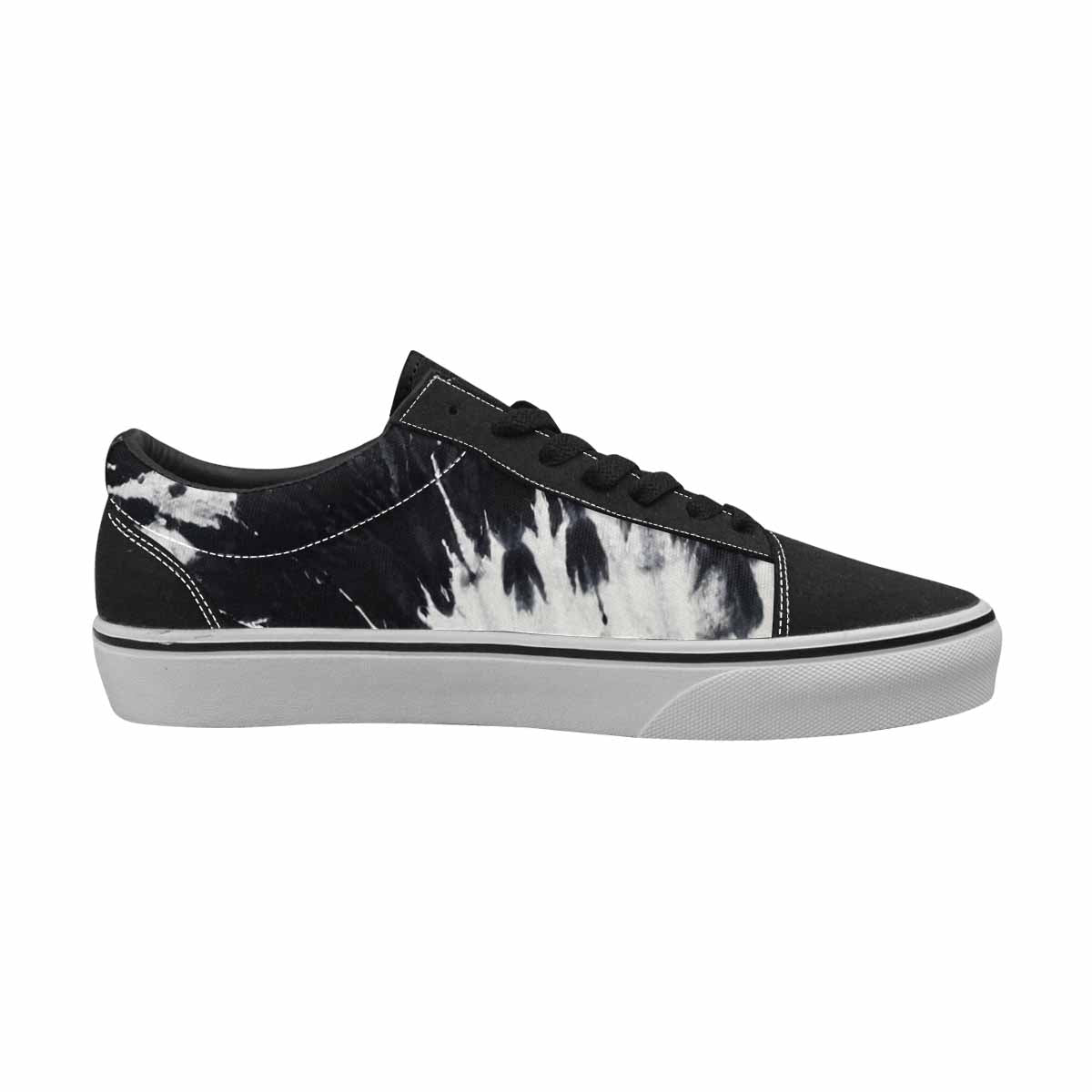 MEN'S Black White Animal Print Canvas Lace-Up Wallpaper Art Custom Sneakers