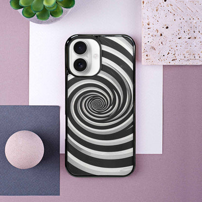 iPhone 16 Case — Hypnotic Spiral Optical Illusion Motif High, Custom Phone Case