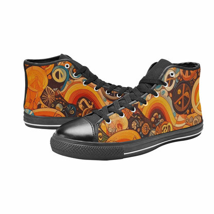 WOMEN'S Groovy 70S Peace High Top Canvas Dark Academia Shoes