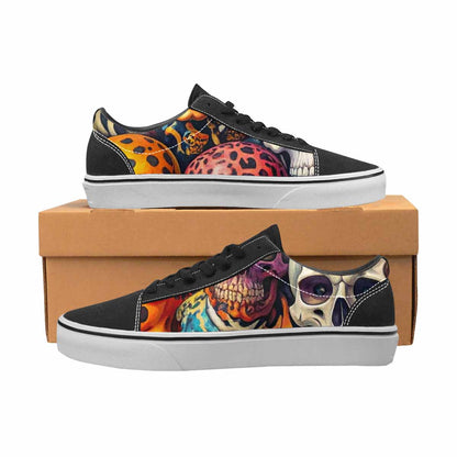 WOMEN'S Skulls Lace-Up Canvas Melting Art Sneakers