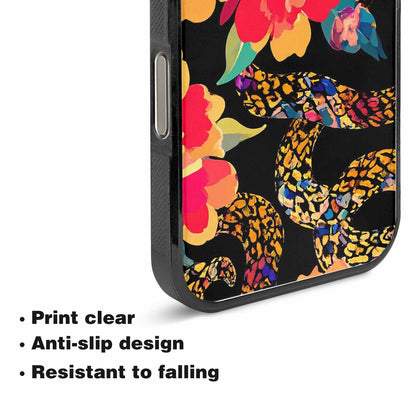 iPhone 15 Pro Max Case — Floral Snake Print, Personalized Phone Case