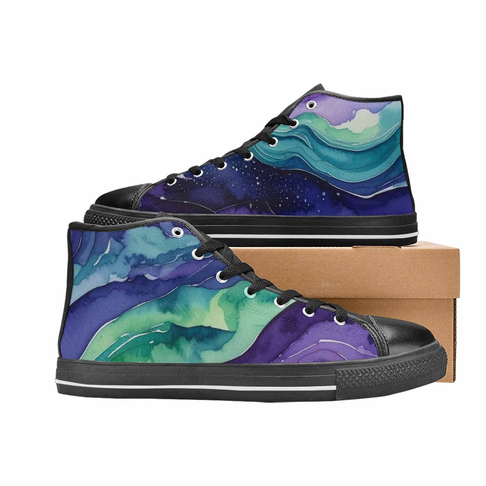 MEN'S Galaxy Aurora Nebula High Top Canvas Grunge Sneakers