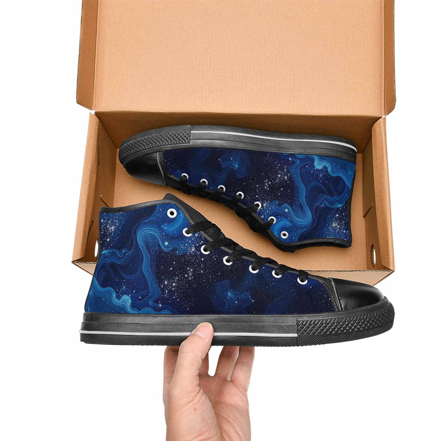 WOMEN'S Galaxy Art - High Top Canvas Vibrant Chaos Custom Shoes