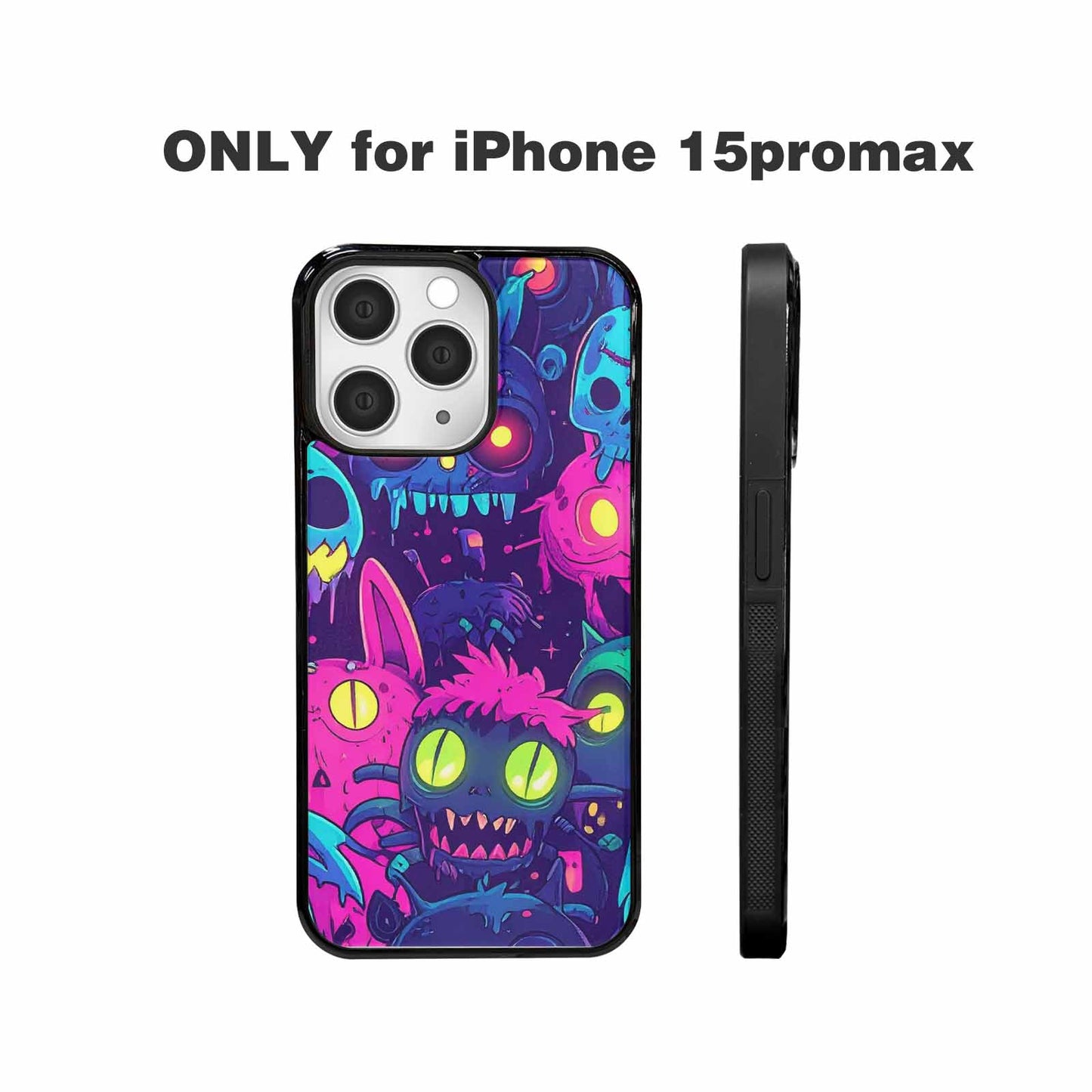 iPhone 15 Pro Max Case — Mixed Toxic Glow Creature Pattern Hundreds, Custom Made Phone Cover