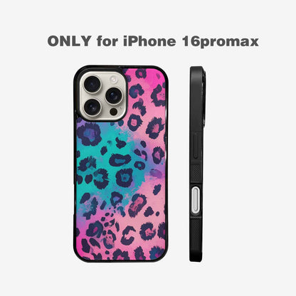 iPhone 16 Pro Max Case — Leopard Neon Pink Teal Airbrush, Customized Protective Case