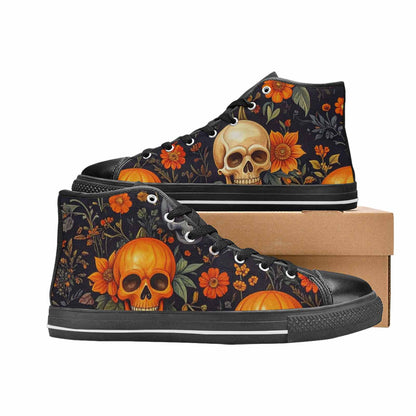 WOMEN'S Skulls - Halloween High Top Canvas Cottagecore Sneakers