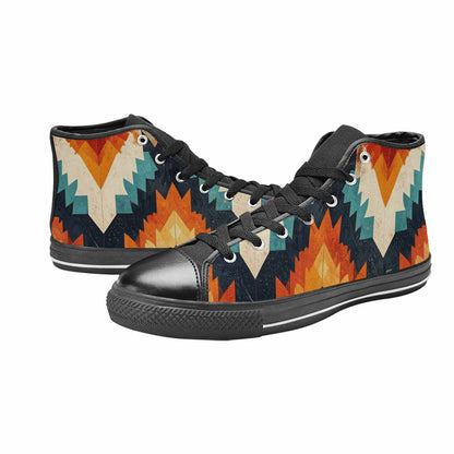 WOMEN'S Southwestern Geometric Diamond High Top Canvas Vivid Sneakers