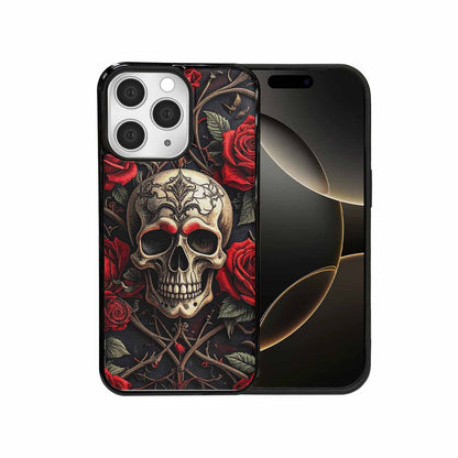 iPhone 15 Pro Max Case — Gothic Skulls Roses, Unique Phone Case Design