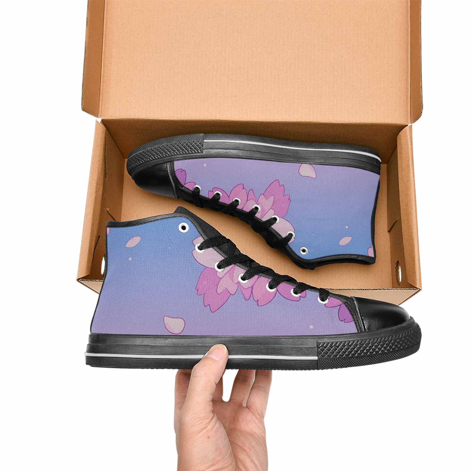 WOMEN'S Anime Cherry Blossom High Top Canvas Grunge Custom Shoes