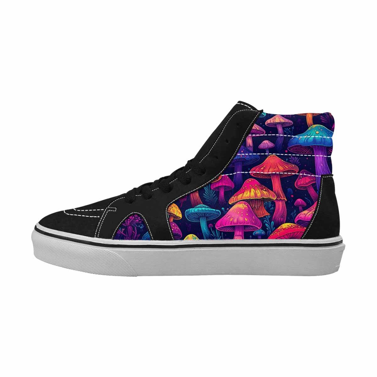 WOMEN'S Psychedelic Mushroom High Top Canvas Vibrant Chaos Sneakers