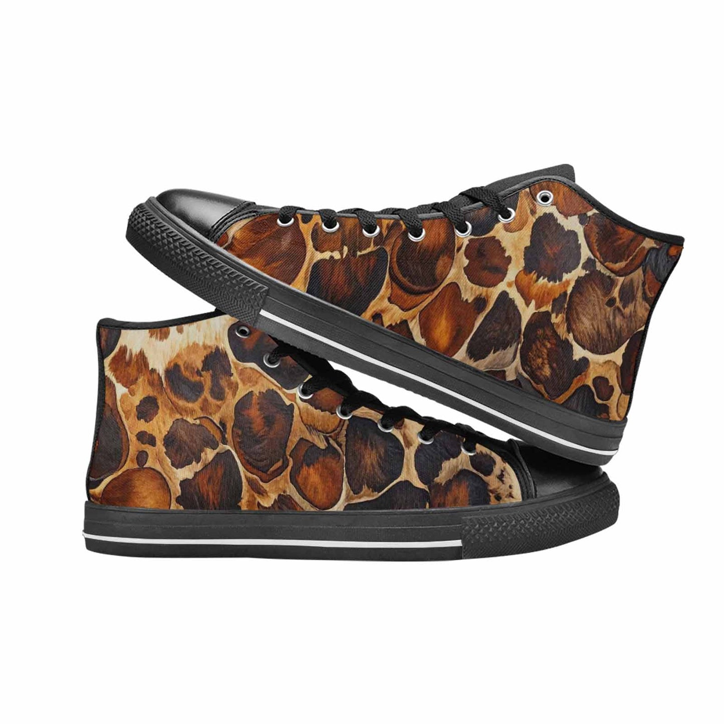 WOMEN'S Cow Animal Print High Top Canvas Vivid Custom Sneakers