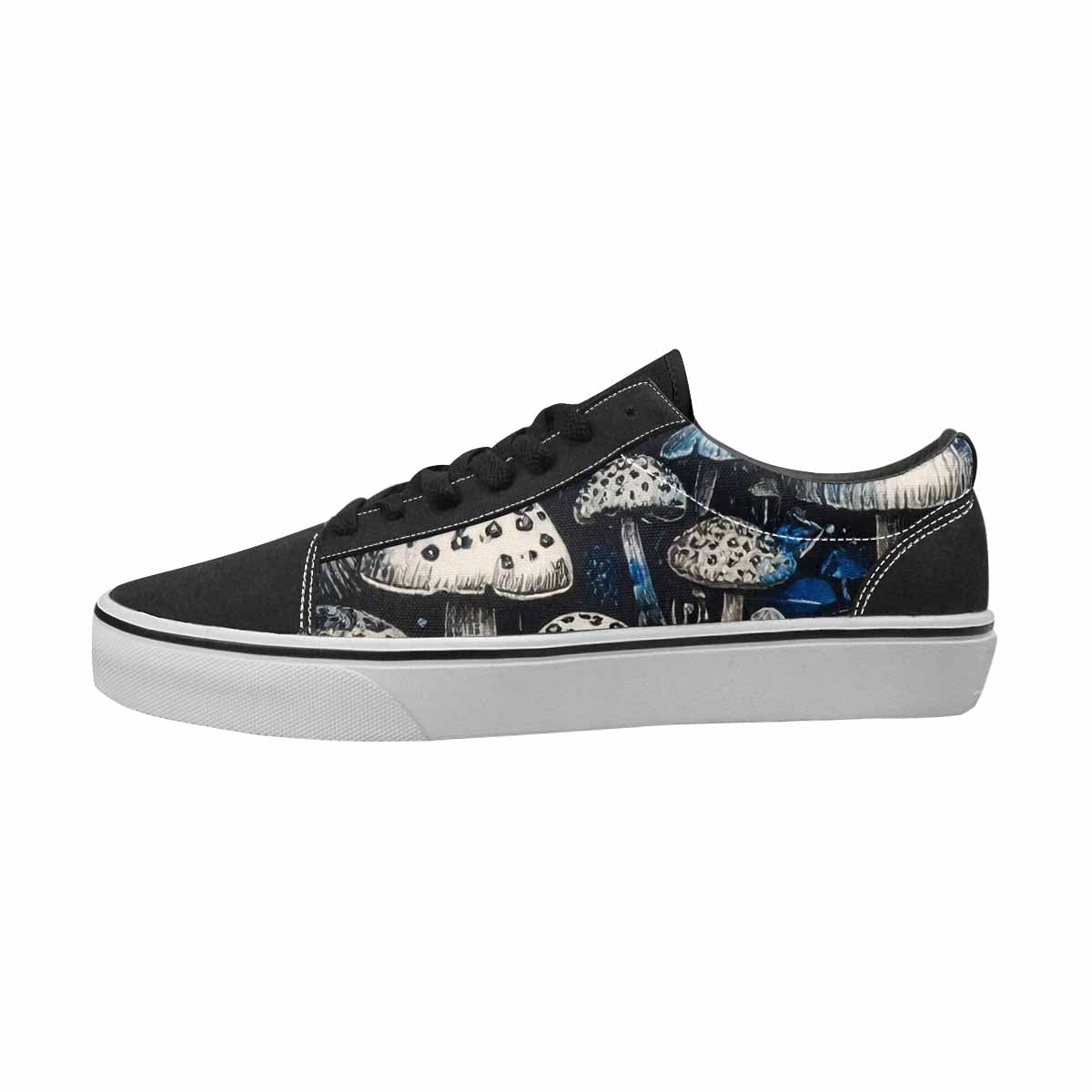 MEN'S Mushrooms Black & Blue Ink Canvas Personalized Kaleidoscope Custom Shoes