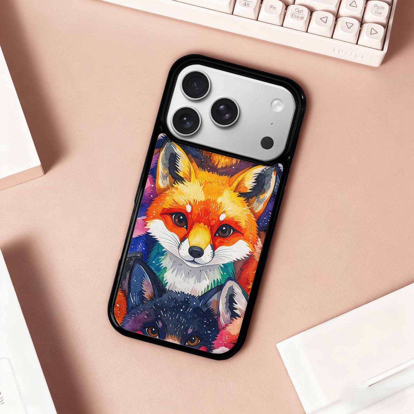 iPhone 17 Pro Case — Watercolor Kawaii Fox Faces Watercolor Abstract, Customized Protective Case