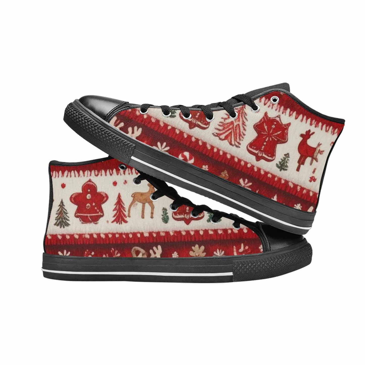 WOMEN'S Christmas Holly Snowflake High Top Canvas Cottagecore Custom Shoes