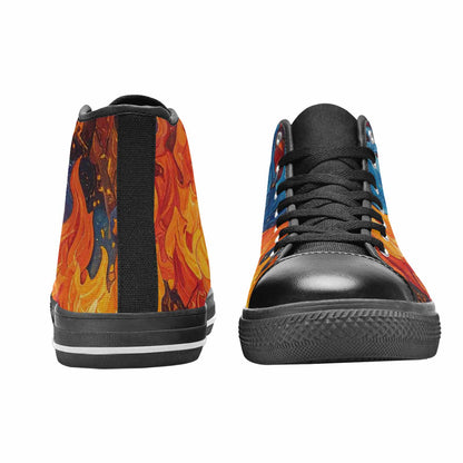 WOMEN'S Fire Flame High Top Canvas Vivid Custom Shoes
