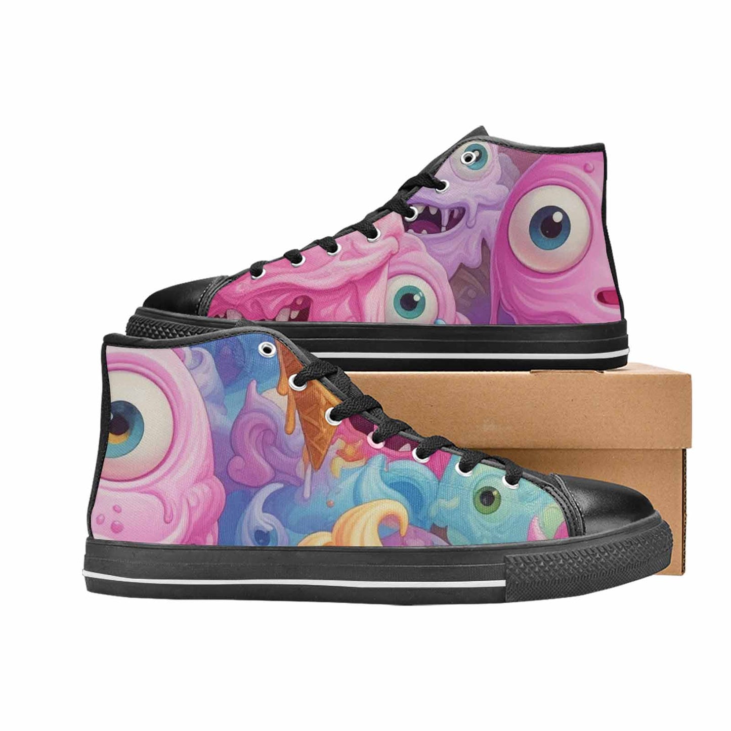 MEN'S Melting Icecream Cone Monster High Top Canvas Aesthetic Shoes