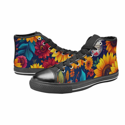 WOMEN'S Sunflower Skulls Print High Top Canvas Dark Academia Sneakers