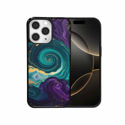 iPhone 15 Pro Max Case — Marbled Swirl Texture Blended With Galaxy, Custom Printed Phone Case