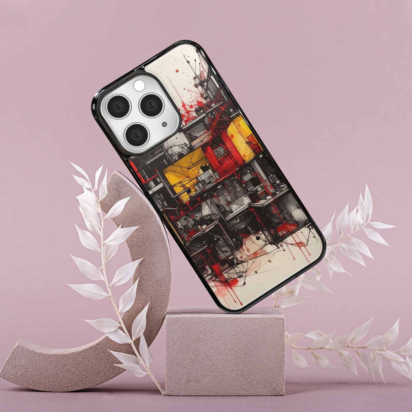 iPhone 15 Pro Max Case — Liminal Space Fragment Black Red Ink, Custom Designed Case Cover
