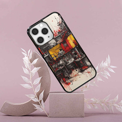 iPhone 15 Pro Max Case — Liminal Space Fragment Black Red Ink, Custom Designed Case Cover