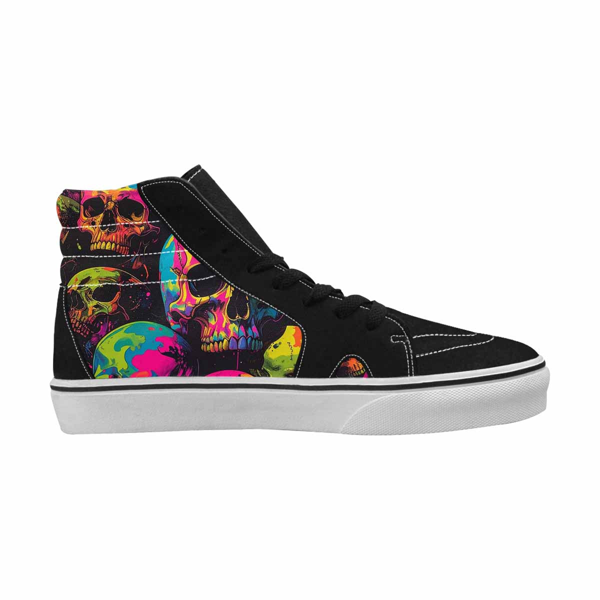 MEN'S 1000s Skulls Neon Camo High Top Canvas Vivid Custom Sneakers