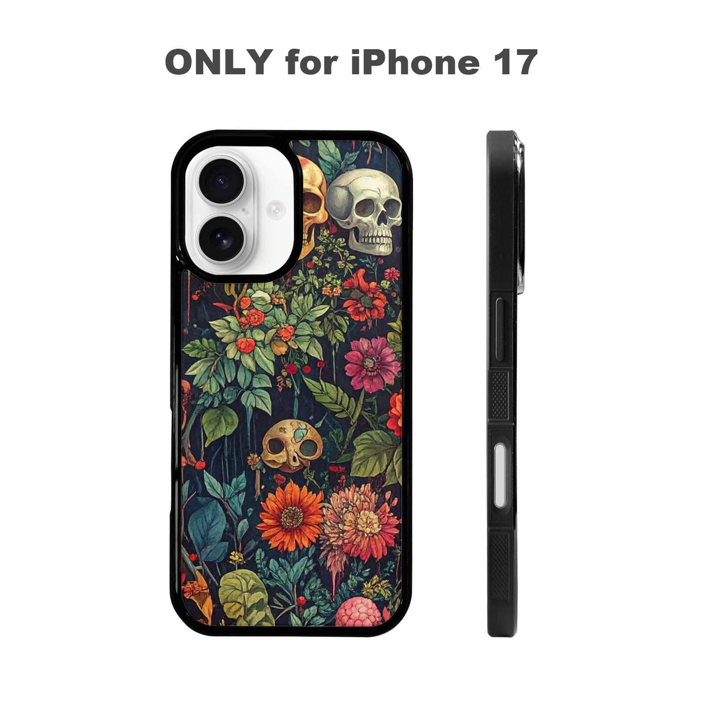 iPhone 17 Case — Skulls Botanicalskulls Pattern Qut Gothic Skulls, Customized Protective Case