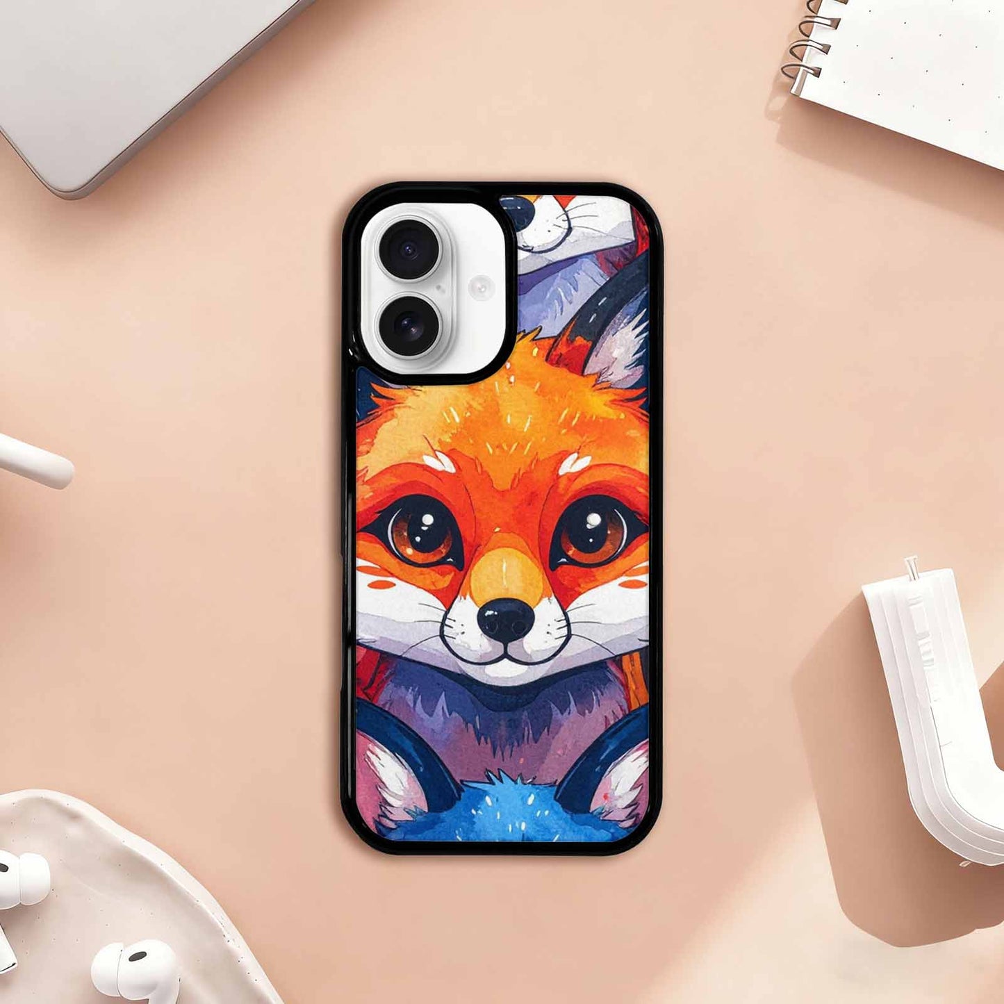 iPhone 17 Case — Watercolor Kawaii Fox Watercolor Abstract, Custom Art Phone Cover